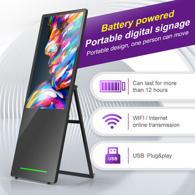 Android Battery Powered Rechargeable Digital Signage A Type Advertising Display 1920*1080