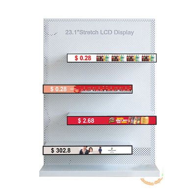VETO Ultra Wide Stretched Bar Screen Indoor Lcd Advertising Players Android Shelf Edge Strip Display